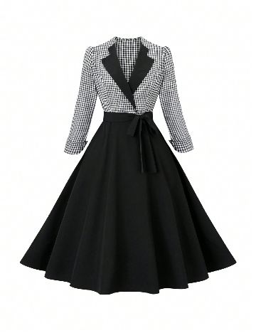 Rochie medie SHEIN CURVE, negru/alb