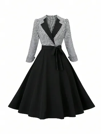 Rochie medie SHEIN CURVE, negru/alb Negru