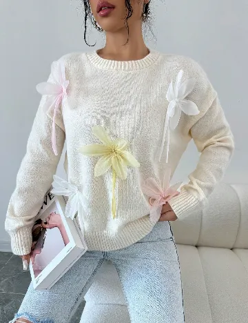 Pulover SHEIN, ecru Alb