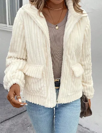 Jacheta SHEIN, ecru Alb