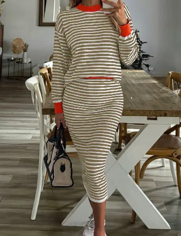 Compleu SHEIN, maro/alb Maro