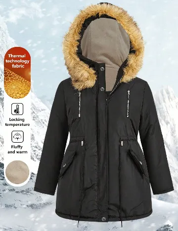 Geaca SHEIN CURVE, negru Negru