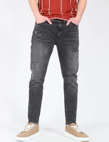 Blugi Zara, gri inchis Gri