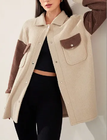 Jacheta SHEIN, crem/maro Crem