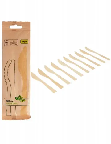 Set cutite din bambus de unica folosinta 10 bucati, bej Crem