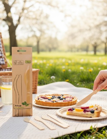 Set cutite din bambus de unica folosinta 10 bucati, bej