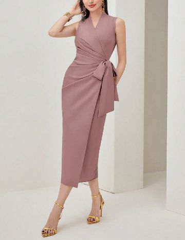 Rochie medie SHEIN, roz pudra inchis