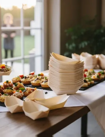 Recipiente din bambus pentru aperitive, 12 buc, crem Crem