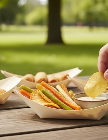 Recipiente din bambus pentru aperitive, 12 buc, crem