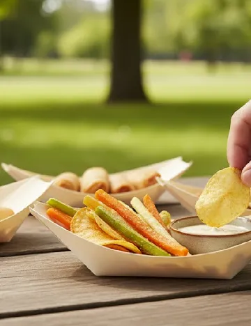 Recipiente din bambus pentru aperitive, 12 buc, crem Crem