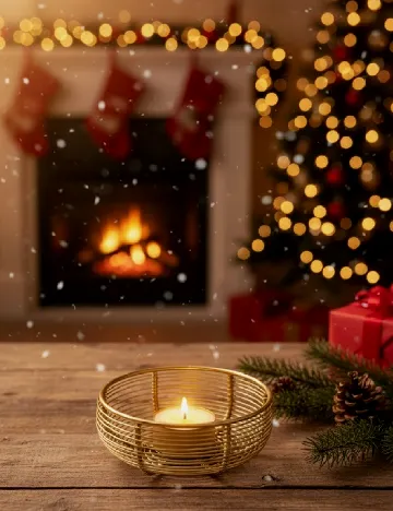 Suport lumanare Home Accents, auriu Galben