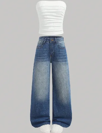 Compleu Shein Kids, alb/albastru Albastru