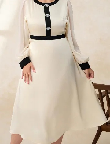 Rochie medie SHEIN CURVE, bej/negru Crem