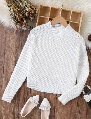 Pulover Shein Kids, alb Alb