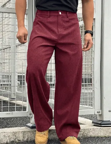 Pantaloni Tokuno Plus Size Men, visiniu Rosu