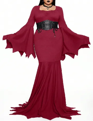 Rochie lunga Romwe Plus Size, visiniu Rosu