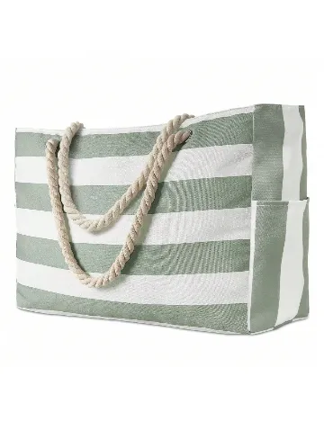 Geanta de plaja SHEIN, alb/verde Alb