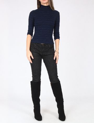 Bluza Bershka, bleumarin/negru