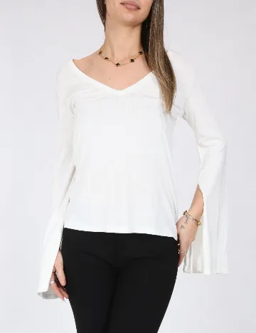 Bluza Bershka, alb Alb