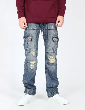 Blugi Bershka, albastru Albastru