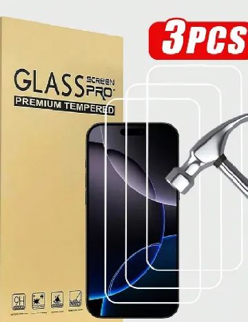 Set folie sticla pentru Iphone 15 Pro Max  3 bucati SHEIN, negru