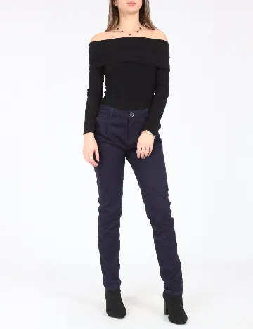 Pantaloni Bershka, bleumarin Albastru