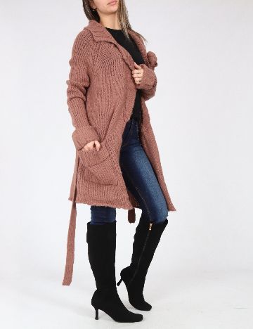 Cardigan Zara, roz pudra inchis