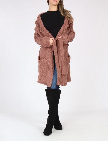 Cardigan Zara, roz pudra inchis