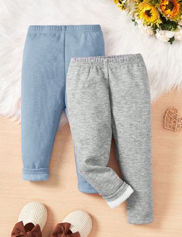 Set pantaloni 2 perechi Shein Kids, albastru/gri