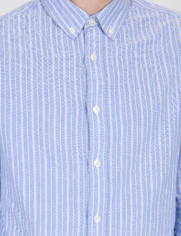 Camasa Bershka, albastru/alb