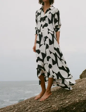 Rochie medie Zara, alb/negru Alb