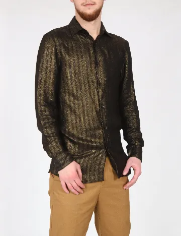 Camasa Zara, auriu/negru Negru