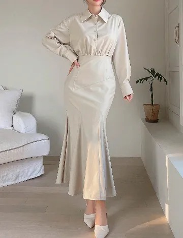 Rochie lunga Dazy, bej Crem