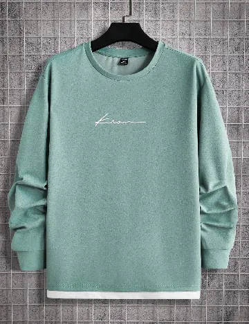 Bluza SHEIN Plus Size Men, turcoaz Verde