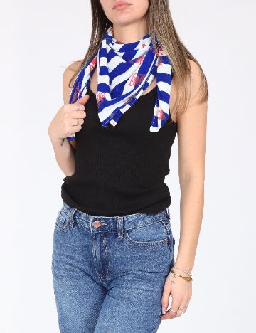 Esarfa Zara, albastru/alb