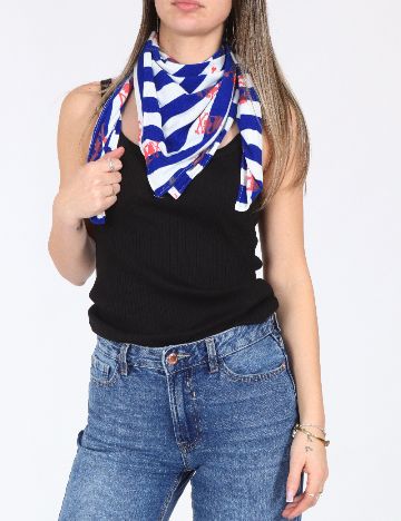 Esarfa Zara, albastru/alb