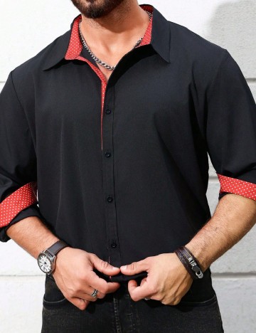 Camasa SHEIN Plus Size Men, negru