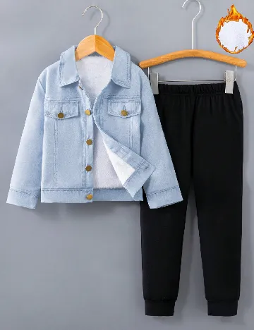 Compleu Shein Kids, albastru/negru Albastru