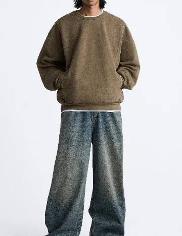 Bluza Oversize Zara, kaki Verde