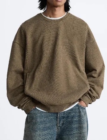 Bluza Oversize Zara, kaki Verde