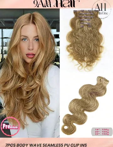 Extensii de par invizibile cu clipsuri 7 bucati SHEIN, maro Maro