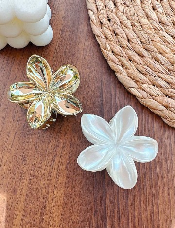 Set clame de par 2 bucati SHEIN, alb/auriu