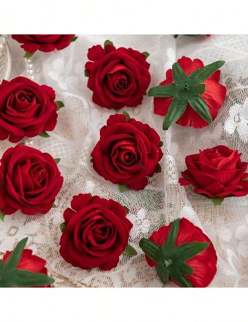 Set trandafiri artificiali 5 bucati SHEIN, rosu