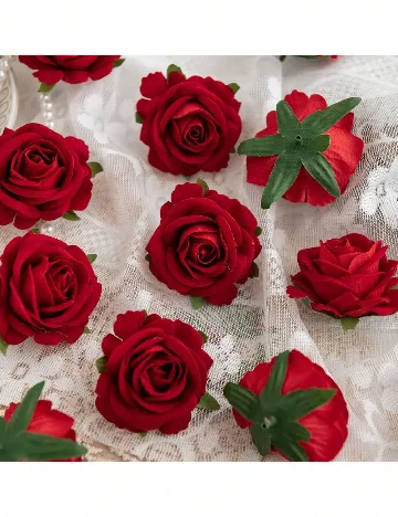 Set trandafiri artificiali 5 bucati SHEIN, rosu Rosu