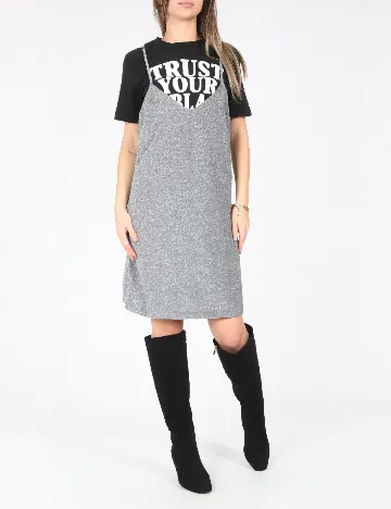 Rochie scurta Zara, negru/argintiu Gri