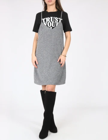 Rochie scurta Zara, negru/argintiu Gri