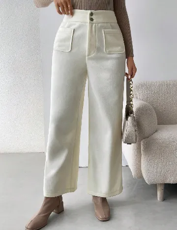 Pantaloni SHEIN, ecru Alb