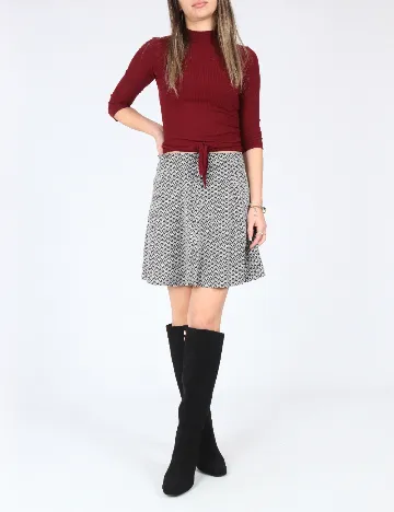 Fusta Bershka, negru/alb Negru