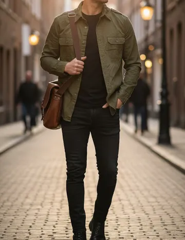 Camasa Bershka, kaki Verde