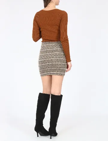 Fusta Bershka, negru/crem Negru